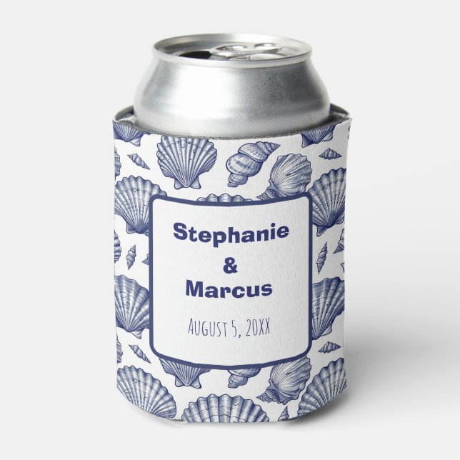 Beach Seashell Wedding Favour Can Cooler (Can Front)