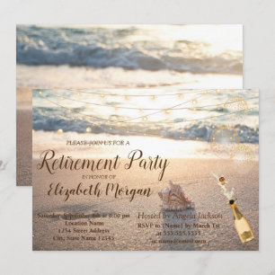 Beach,Seashell,Wine Retirement Party Invitation