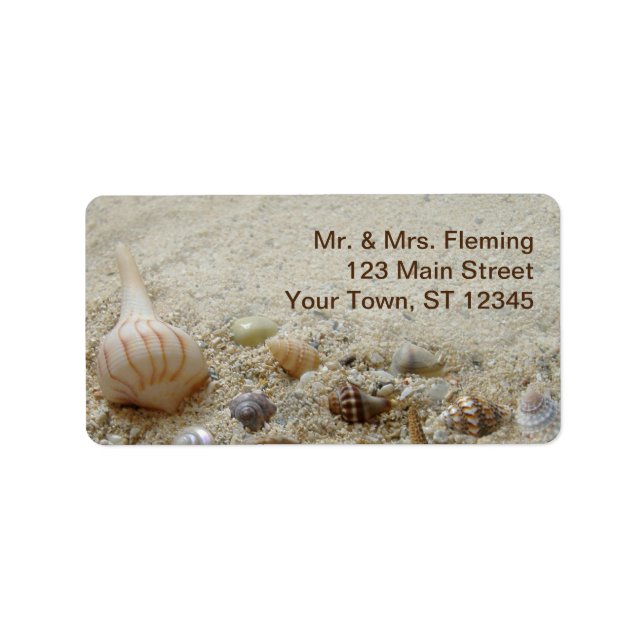 Beach Seashells and Sand Coastal Theme Label (Front)
