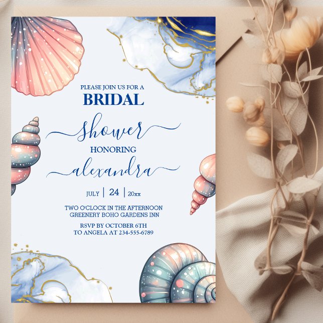 Beach Seashells Bridal Shower Invitation (Creator Uploaded)