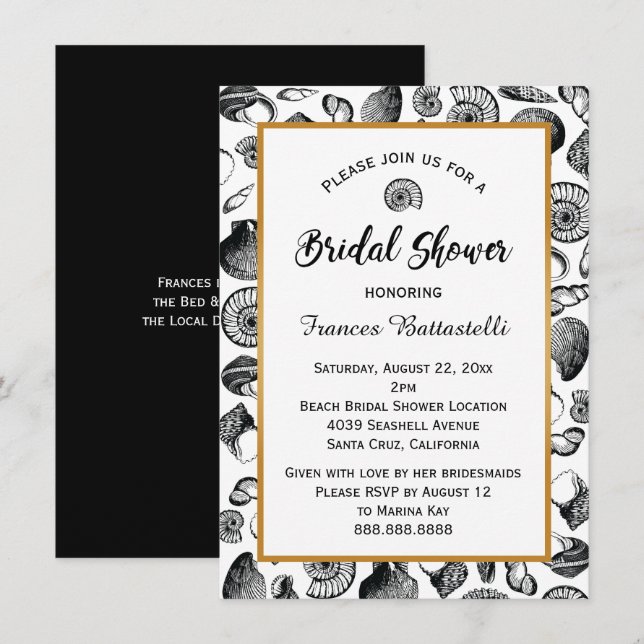Beach Seashells Bridal Shower Invitation (Front/Back)