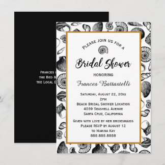 Beach Seashells Bridal Shower Invitation