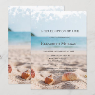 Beach Seashells Celebration Of Life Invitation