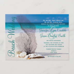 Beach Seashells Destination Wedding Invitations