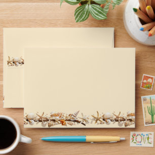 Beach Seashells Driftwood Pearls Starfish  Envelope