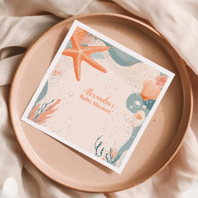 Beach Seashells Elegant Baby Shower Napkin (Creator Uploaded)