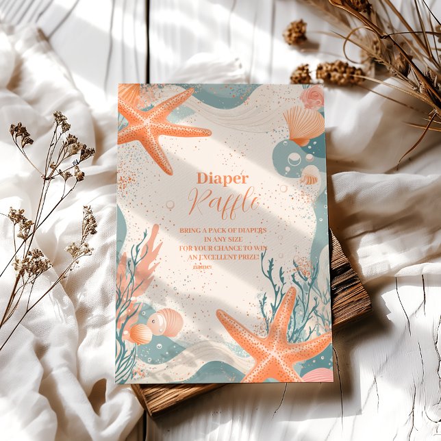 Beach Seashells Elegant Diapper Raffle Enclosure Card (Creator Uploaded)