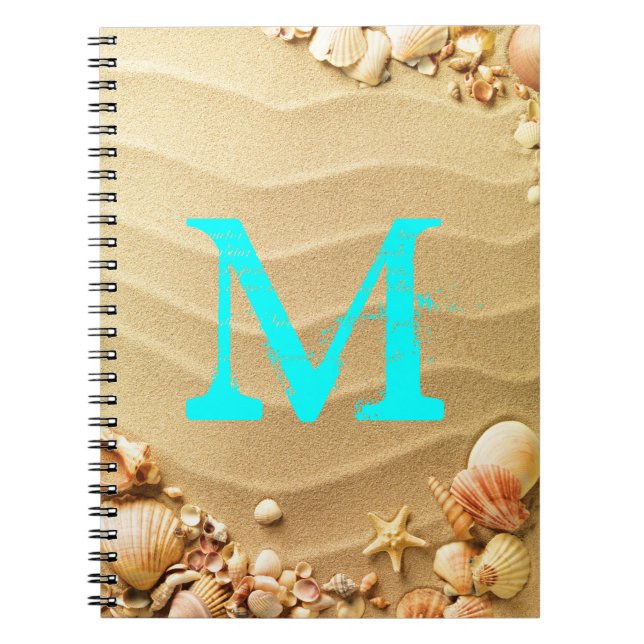 Beach Seashells Hawaii Monogram Initial Note Book (Front)