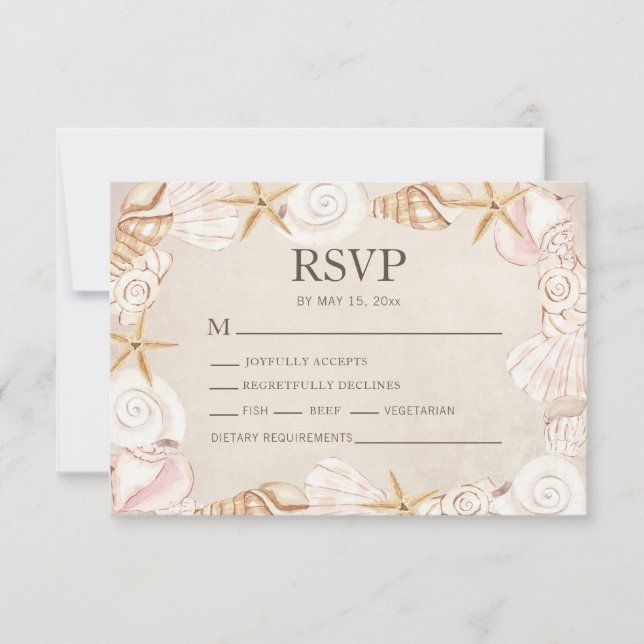 Beach Seashells Menu Selection Wedding  (Front)