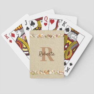 Beach Seashells Monogram  Playing Cards