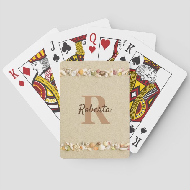 Beach Seashells Monogram  Playing Cards (Back)