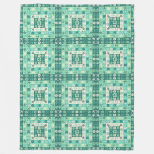Beach Seashells Nautical Modern Teal Green Fleece Blanket