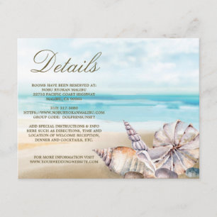 Beach Seashells   Nautical Wedding Guest Details Enclosure Card