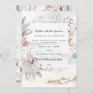 beach seashells ocean wedding invitation