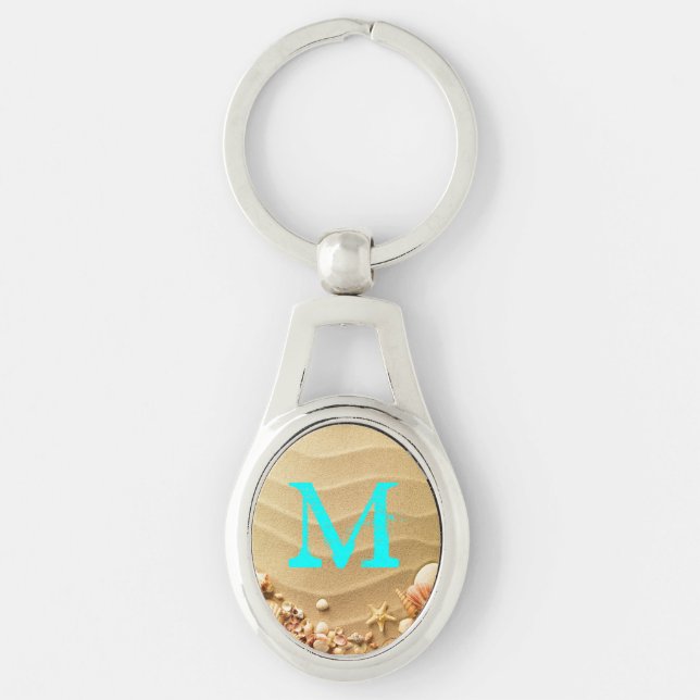 Beach Seashells Sand Hawaii Resort Key Chain (Front)