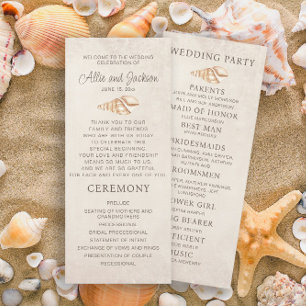 Beach Seashells Sand Wedding Program Bridal Party