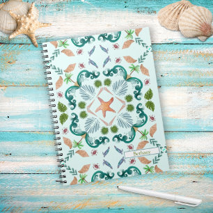 Beach Seashells Sea Life With Name Notebook