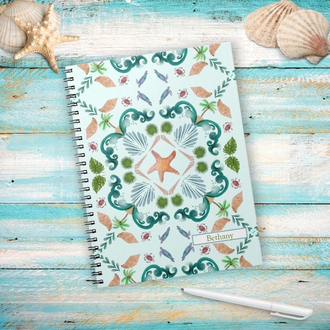 Beach Seashells Sea Life With Name Notebook (Creator Uploaded)