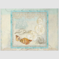 Beach Seashells Seaside Sand Dollar Decoupage Art