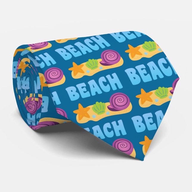 Beach Seashells Tie (Rolled)