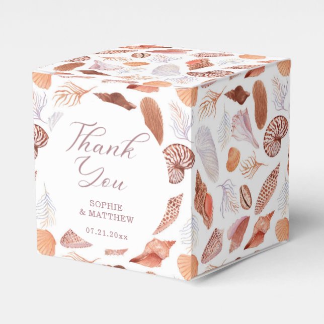 Beach Seashells Watercolor Coastal Chic Wedding Favour Box
