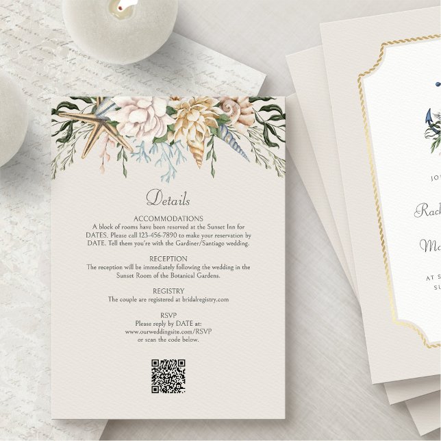 Beach Seashells Wedding Details Enclosure Card (Creator Uploaded)