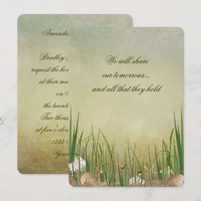 Beach Seashells Wedding Invitation (Front/Back)