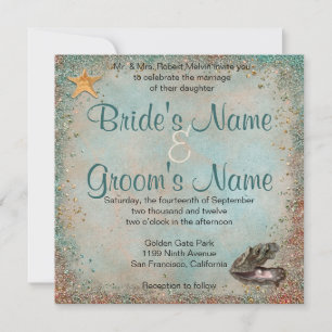 Beach Seashells Wedding Invitation
