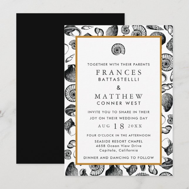 Beach Seashells Wedding Invitation (Front/Back)