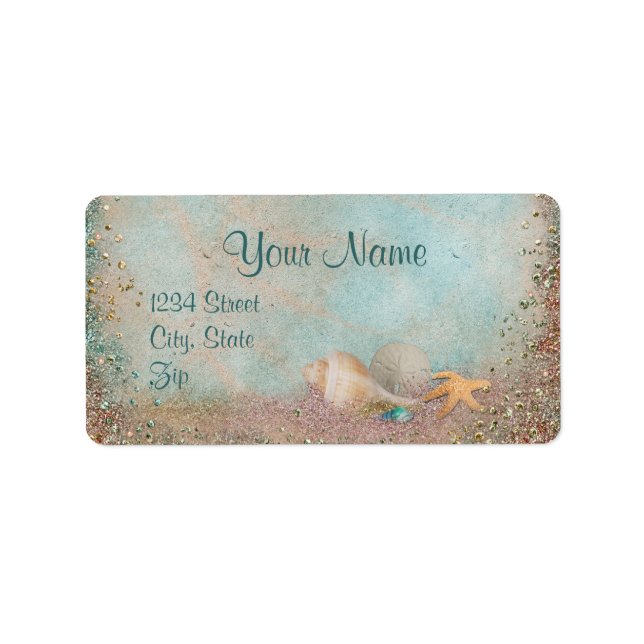 Beach Seashells Wedding Label (Front)