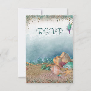 Beach Seashells Wedding RSVP Card