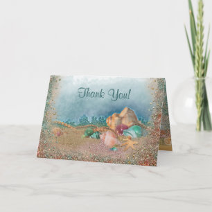 Beach Seashells Wedding Thank You Card