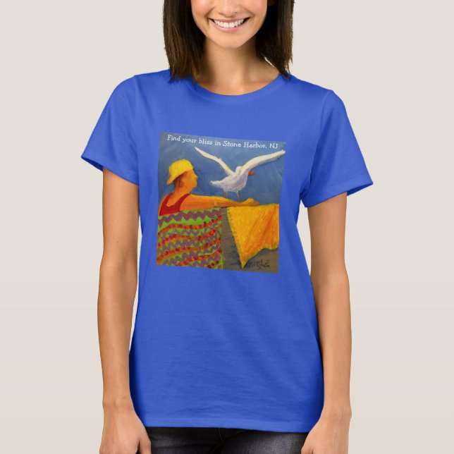 Beach/Seashore seagull and lifeguard tee (Front)