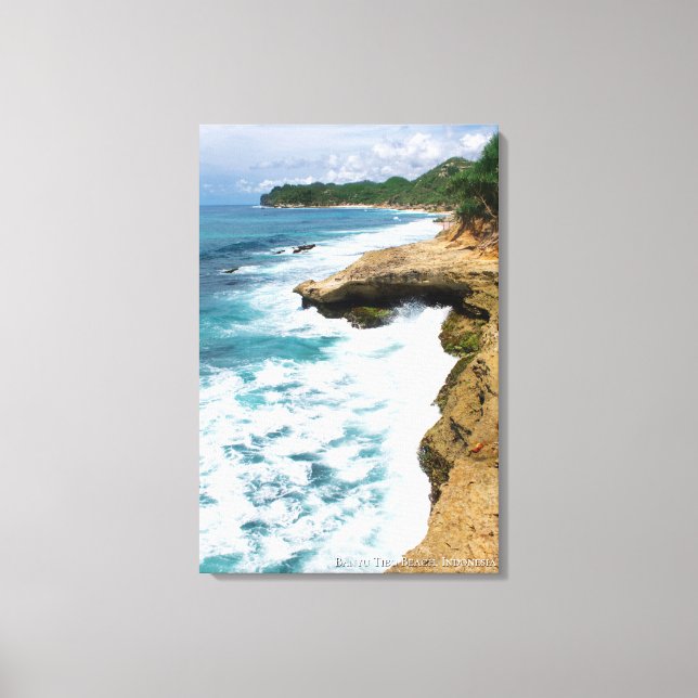 Beach Seaside Cliff Wave Foam Landscape Photo Canvas Print (Front)