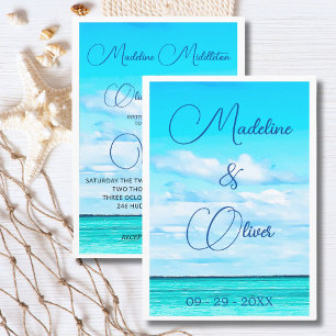 Beach Seaside Coastal Summer Destination Wedding Invitation