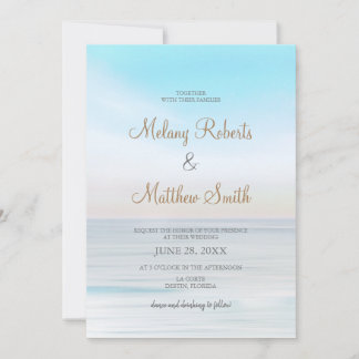 Beach Seaside Ocean Beach Themed Wedding Invitation