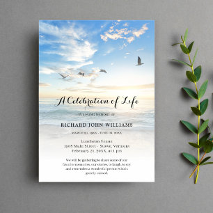Beach Seaside Ocean Celebration of Life Funeral Acrylic Invitations