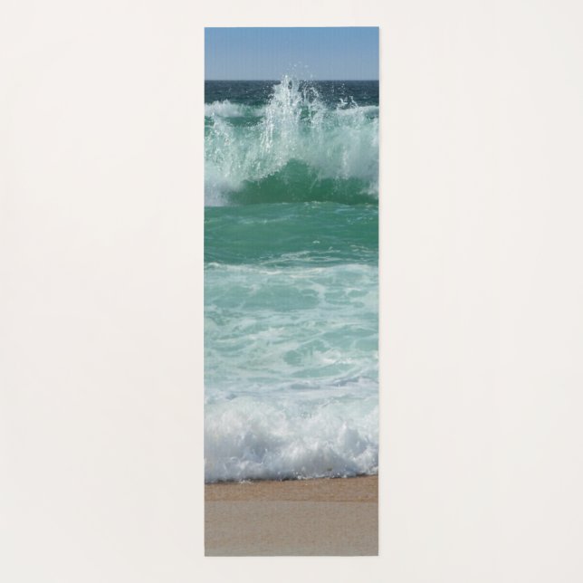 Beach Seaside Sea Waves Sand Trendy Template Yoga Mat (Back)