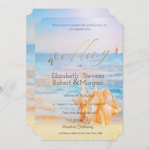  Beach,Seastar,Seashell  Invitation