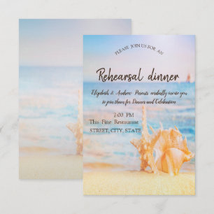 Beach,Seastar,Seashell Rehearsal Dinner  Invitation
