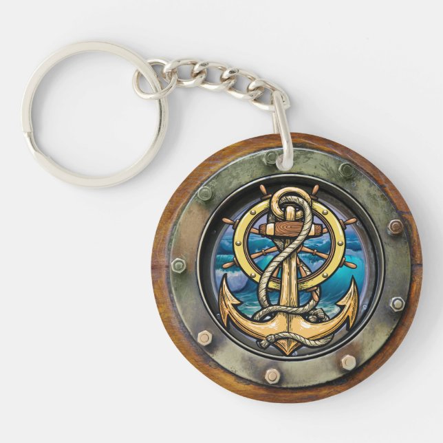 Beach - See Back  Key Ring (Front)
