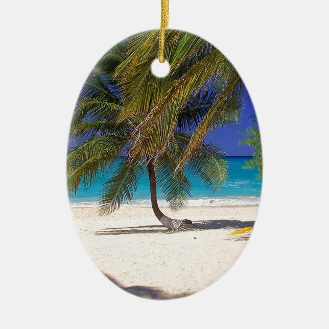 Beach Seven Mile Grand Cayman Ceramic Tree Decoration (Front)