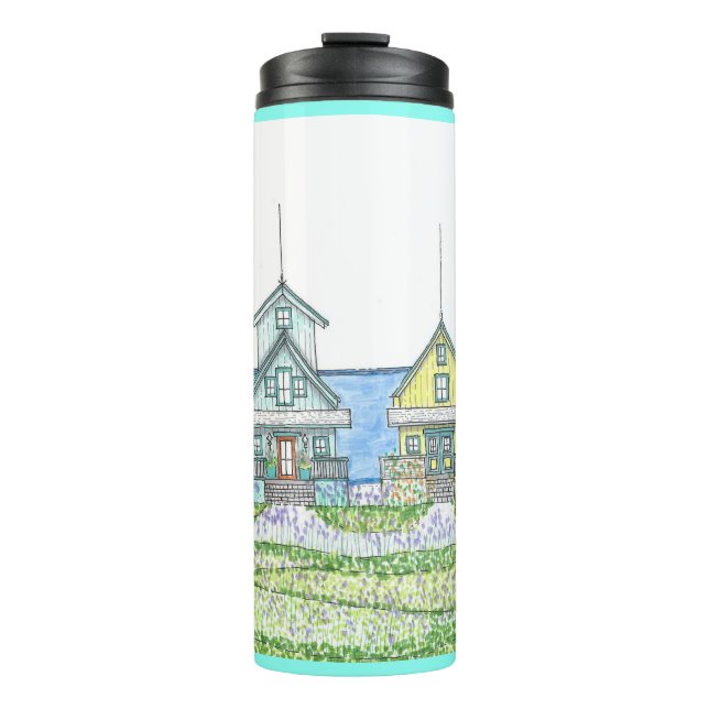 Beach Shack Life 1; Thermal Tumbler; Cyan Thermal Tumbler (Front)