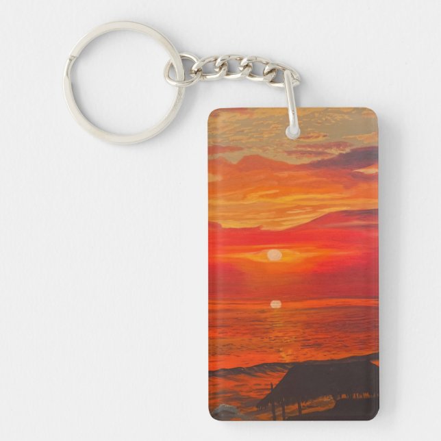 Beach Shack, Original by Gary Poling Key Ring (Front)