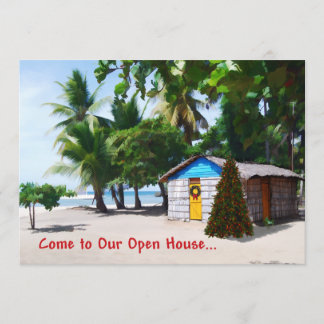 Beach Shack Under the Palms at Christmas Invitation