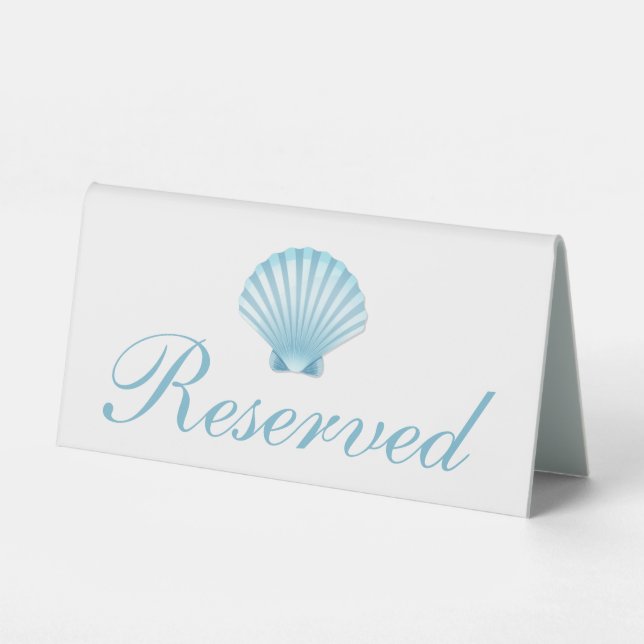 Beach Shell Blue Nautical Elegant Wedding Reserved (Front)