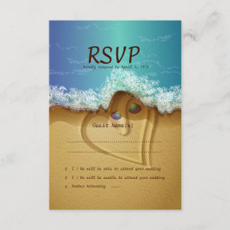 Beach  Shell Couple  RSVP Wedding Card