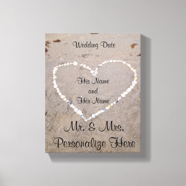 Beach Shell Heart Personalised Canvas Print (Front)