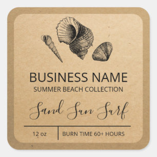 Beach Shell Kraft Paper Soy Candle Labels