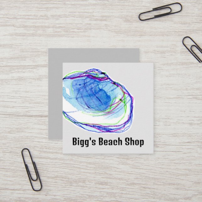 Beach Shell Ocean Seaside Gift Shop Square Business Card (Front/Back In Situ)